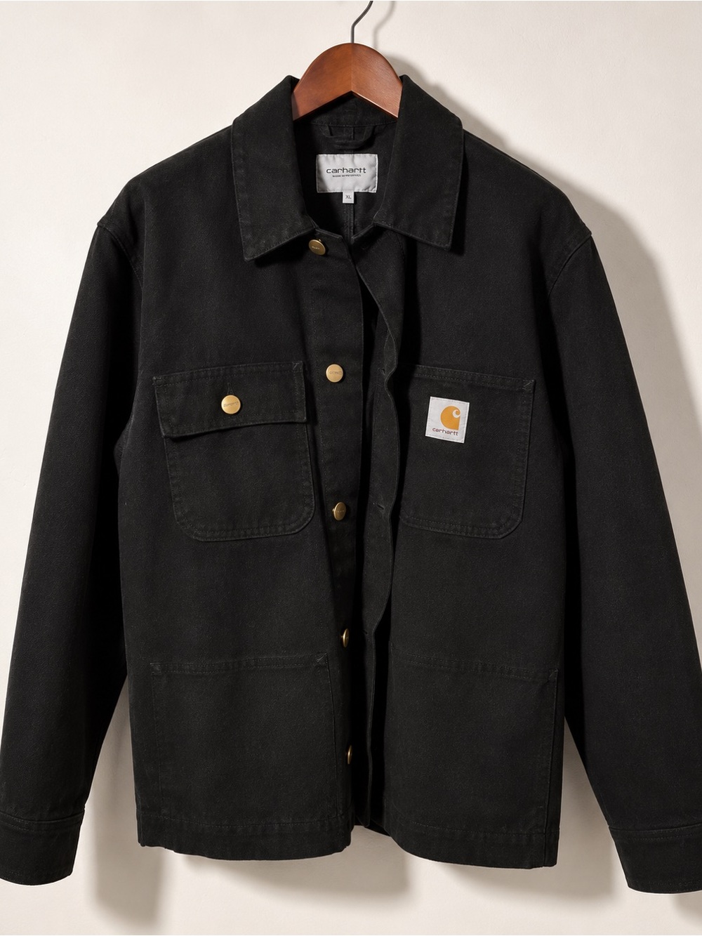 Carhartt Black Lightweight Shirt Jacket with Gold Buttons
